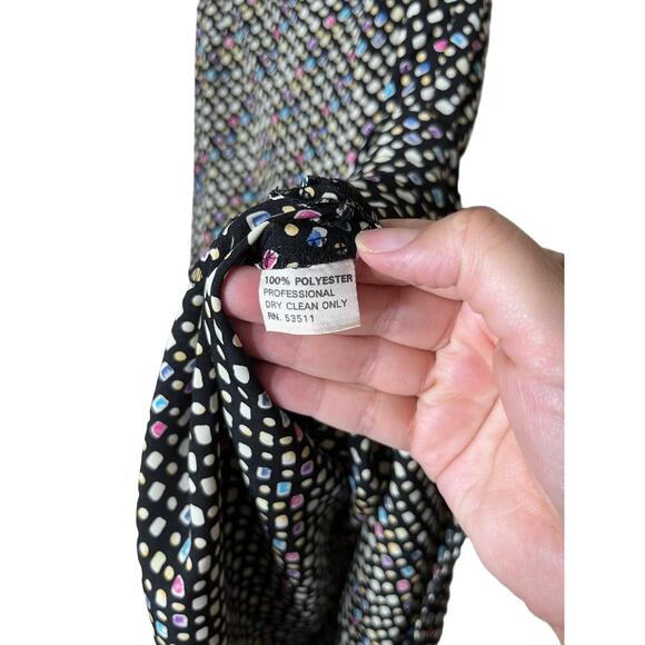 KENAR Maxi Skirt Womens Size 4 Black Multi-color Flowy Polka Dot Vintage - Picture 6 of 7